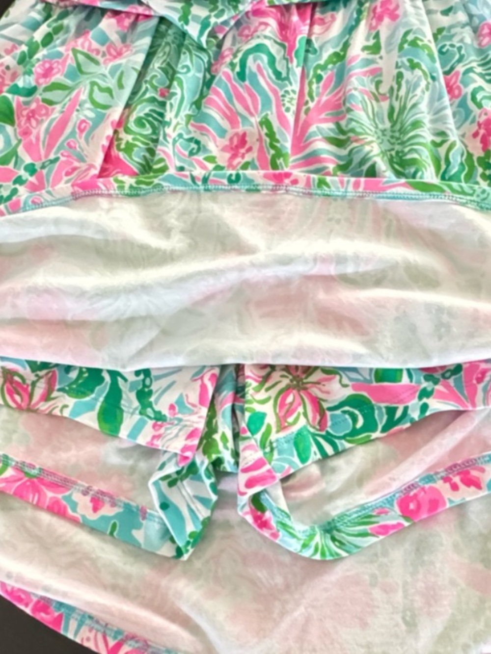 Lily Pulitzer Parigi Floral V-Neck Skort Romper in Pink & Green “Leaf in Wild” M - Picture 6 of 8